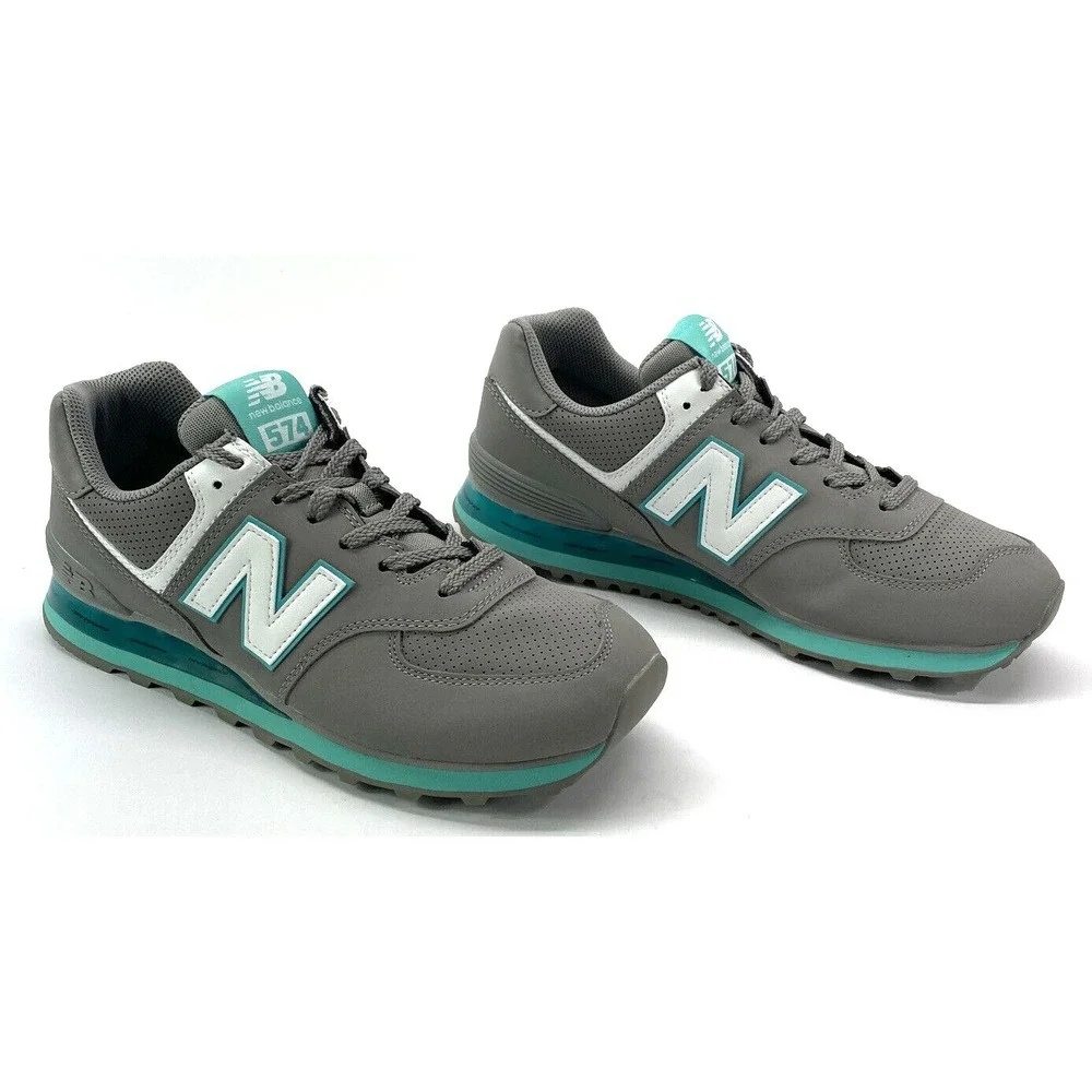 New Balance 574 Womens 11 B Grey Teal Walking Casual Running Shoe WL574EUB - Picture 2 of 5